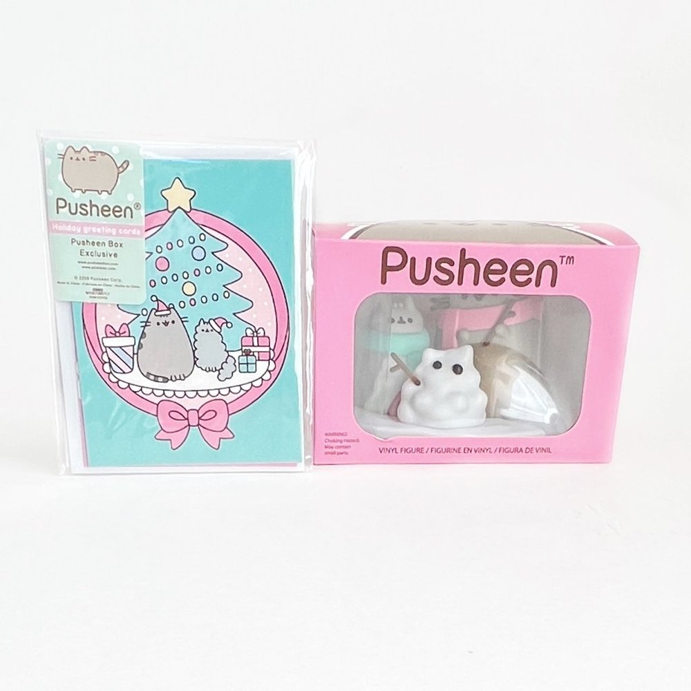 NIB 2018 Pusheen Stormy Snow Day Vinyl Figure & 2 Holiday Greeting Cards